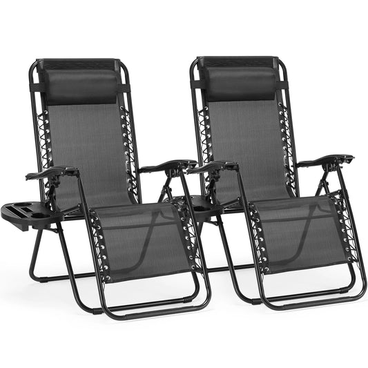JHK Zero Gravity Two-Person Portable Recliners With Cup Holders
