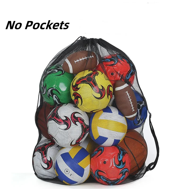 Soccer Ball Mesh Bag Backpack Extra Large Football Storage Bag With Drawstring Zipper Pocket For Holding Basketball Sports Bag