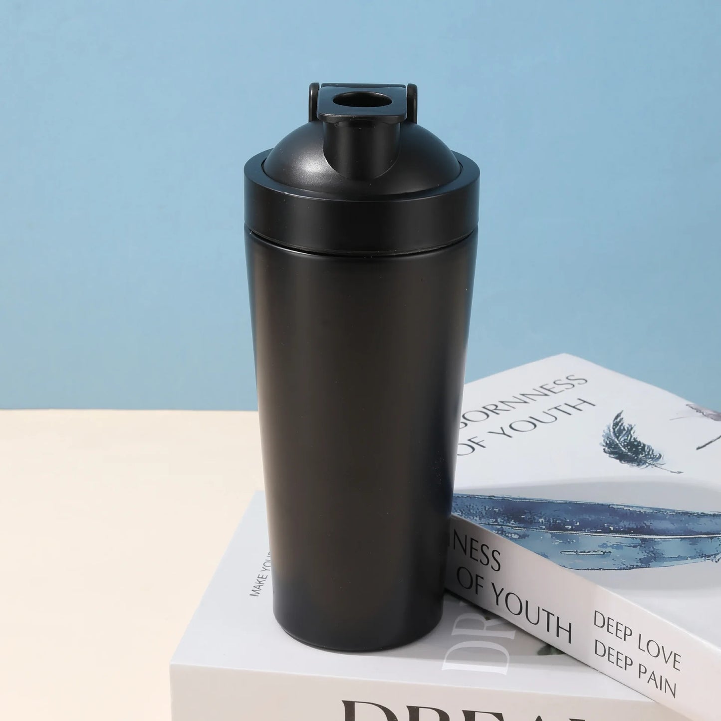 Stainless Steel Protein Shaker Cup Portable Fitness Bottle
