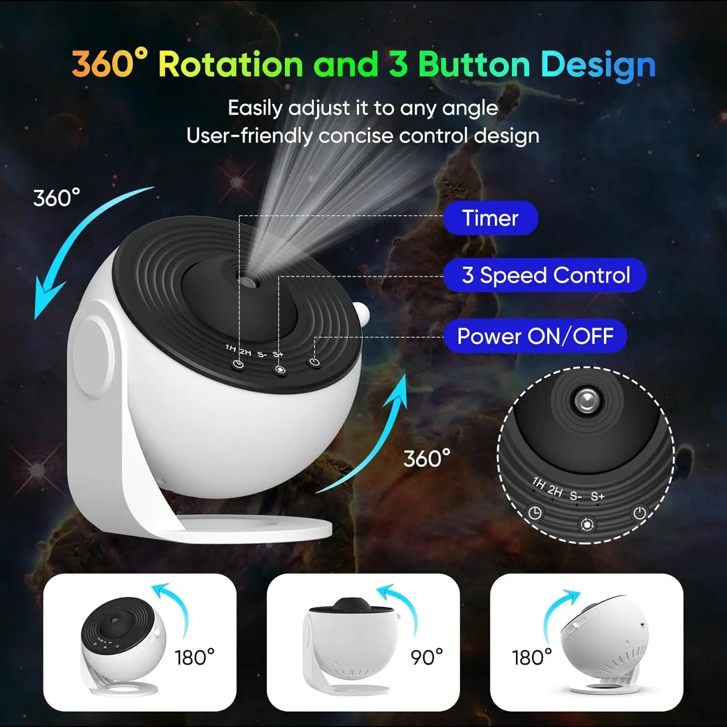 Aiopp Galaxy Projector For Bedroom With HD Images And Adjustable LED Light