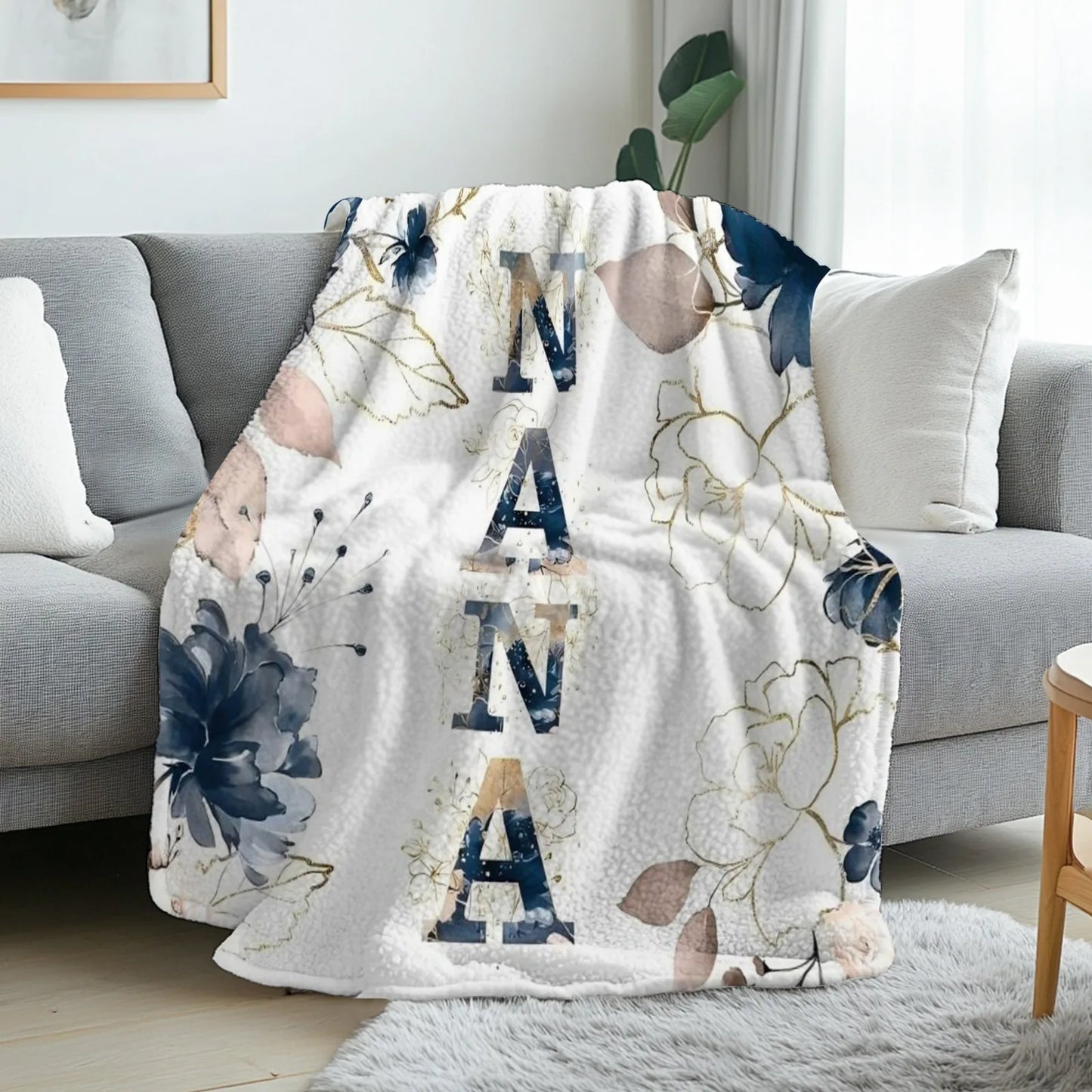Floral Nana Flannel Blanket Bedspread Soft Warm Sofa Machine Washable