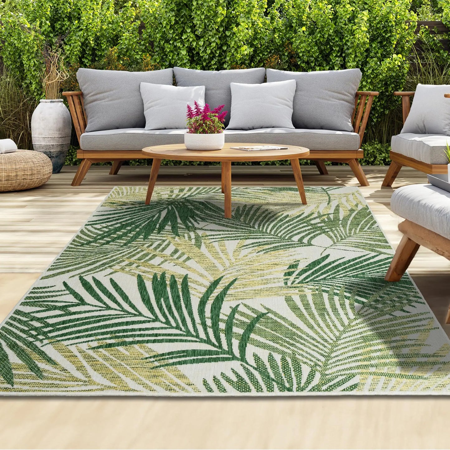 VIKAMA Summer Outdoor Non-Slip Area Rug | Machine Washable Floor Mat for Camping Picnic Terrace Deck Home Decor