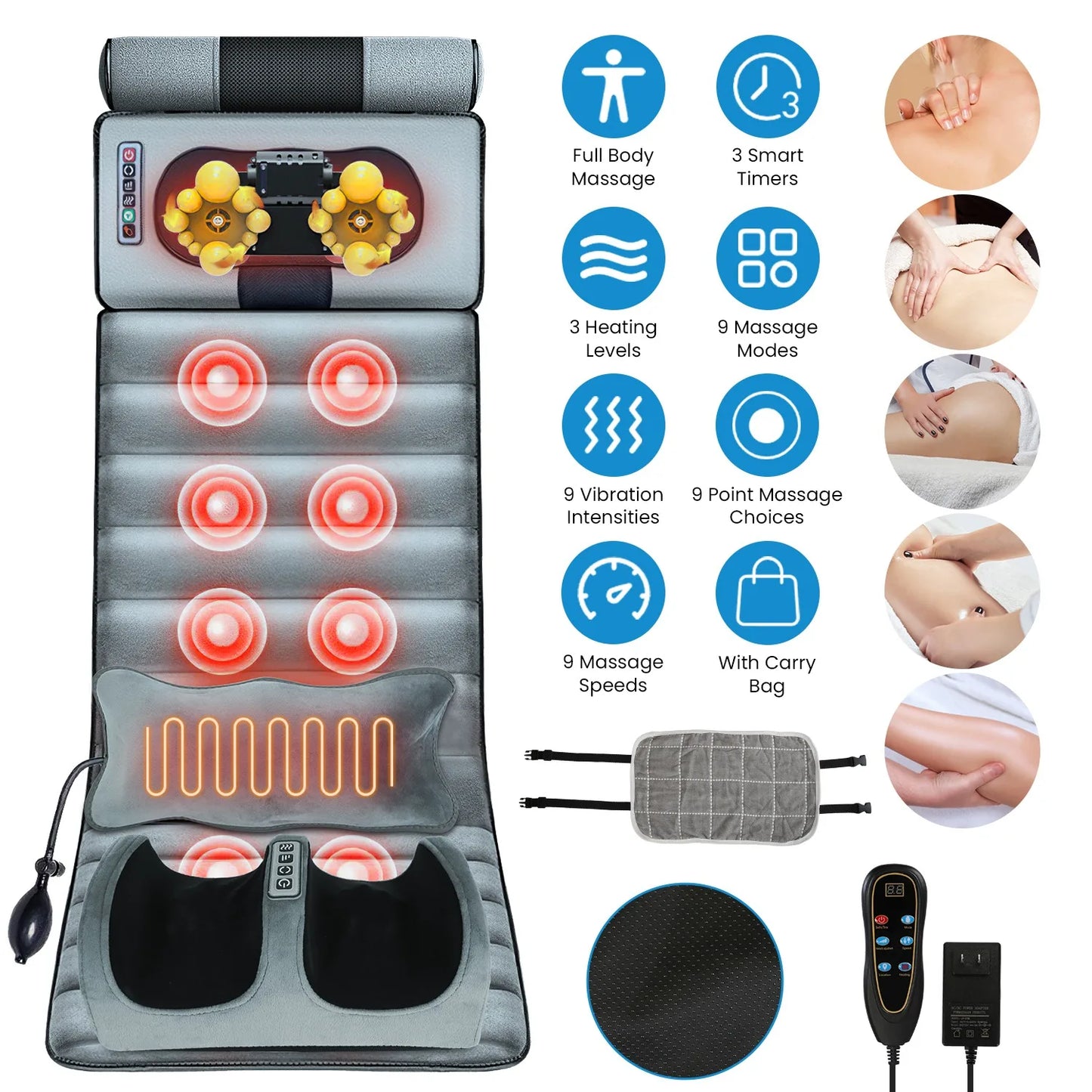 Electric Massage Mattress With Vibrating Heating Infrared Full Body Cushion