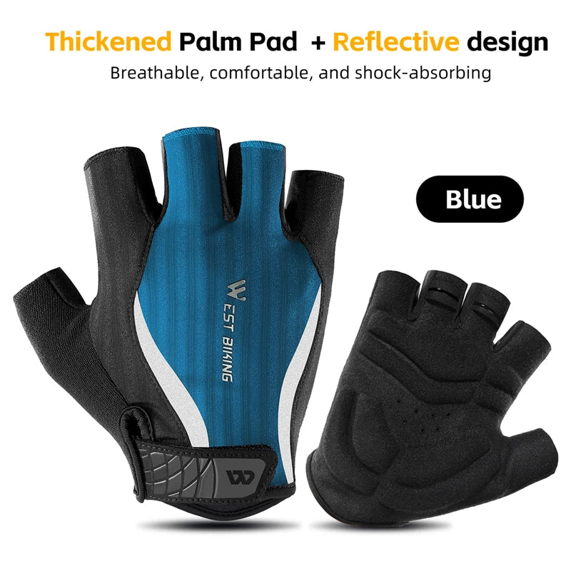 West Biking Summer Half Finger Bike Gloves Shockproof Palm Pad