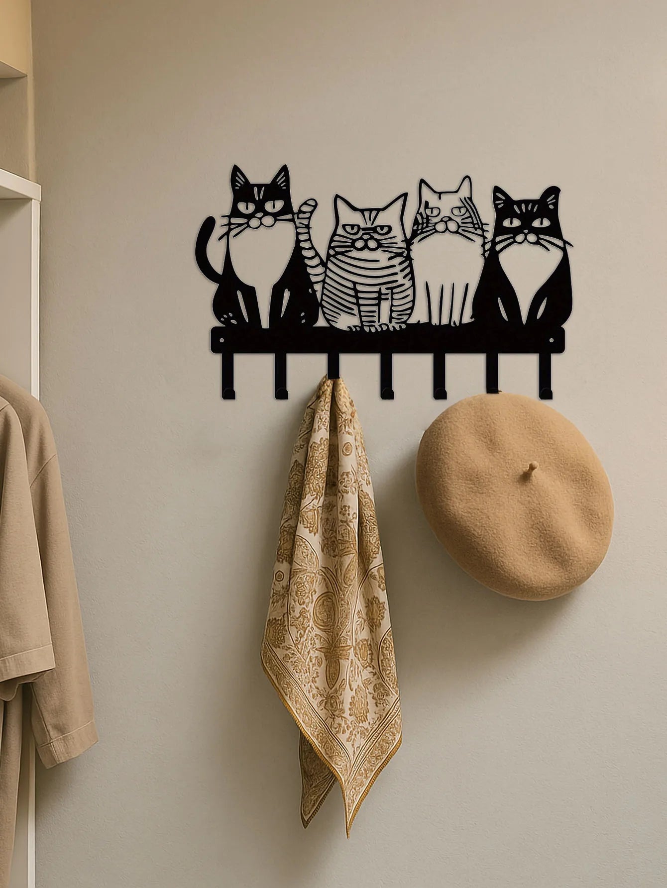 Cat Wall Hook Cute Kitty Decor Strong Metal Wall Hook
