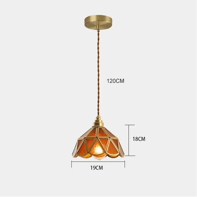 New Retro Copper Tiffany Wall Lamp Simple Reading Light Hanging Villa Bedroom Corridor Living Room Decorative Light Chandeliers