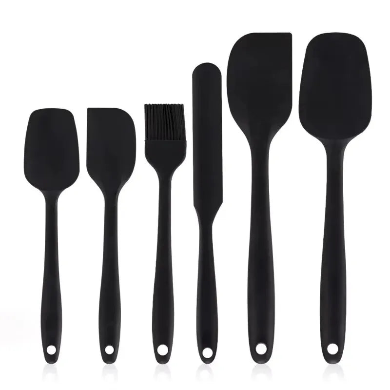 Six-Piece Silicone Kitchen Spatula and BBQ Brush Set