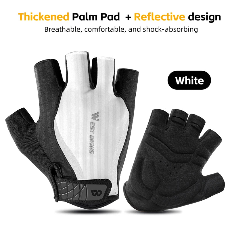 West Biking Summer Half Finger Bike Gloves Shockproof Palm Pad