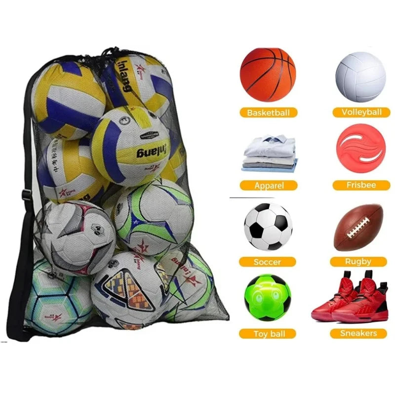 Soccer Ball Mesh Bag Backpack Extra Large Football Storage Bag With Drawstring Zipper Pocket For Holding Basketball Sports Bag