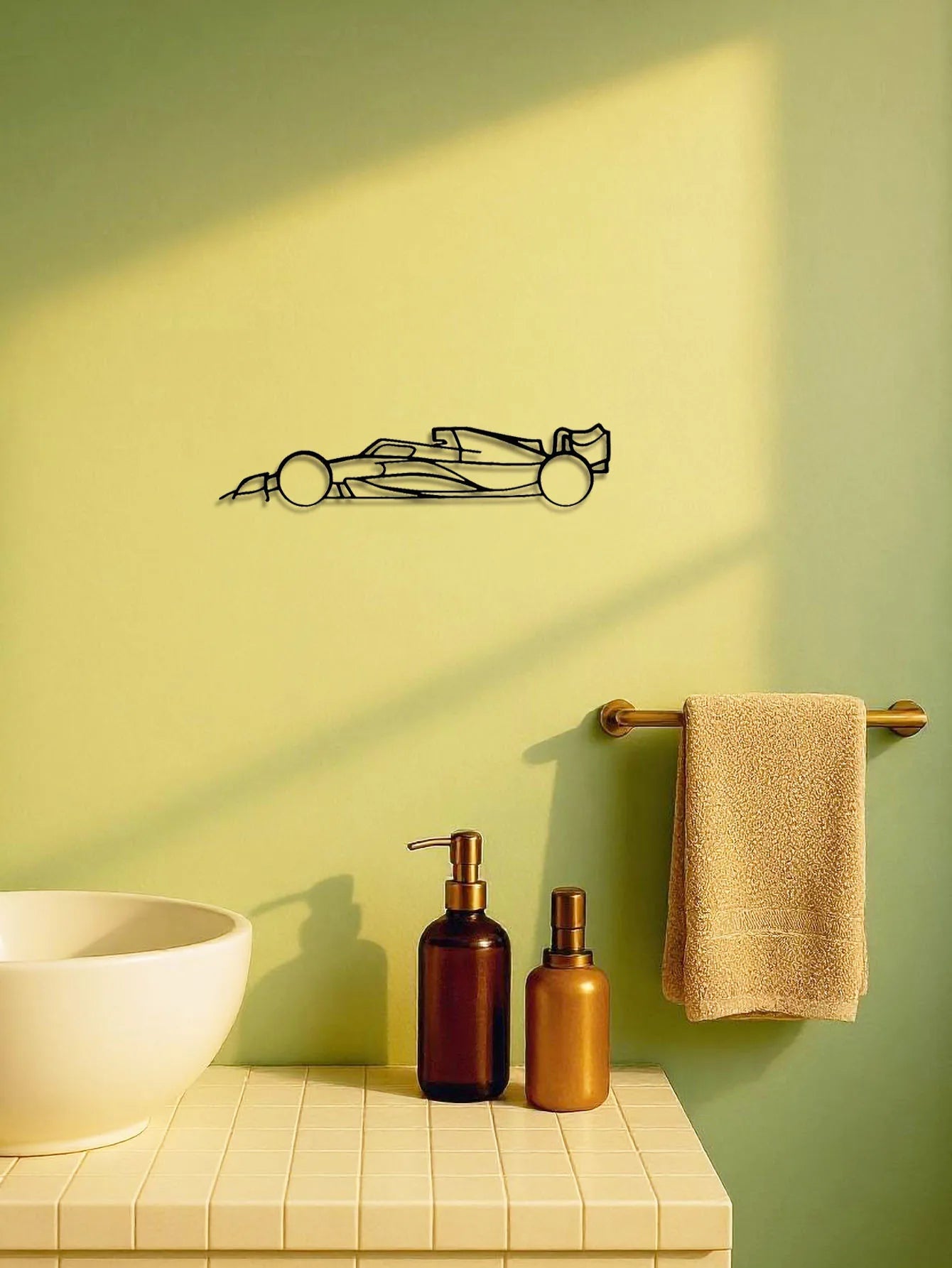 Stylish Metal Line Racing Car Wall Art Suspended Iron Sculpture