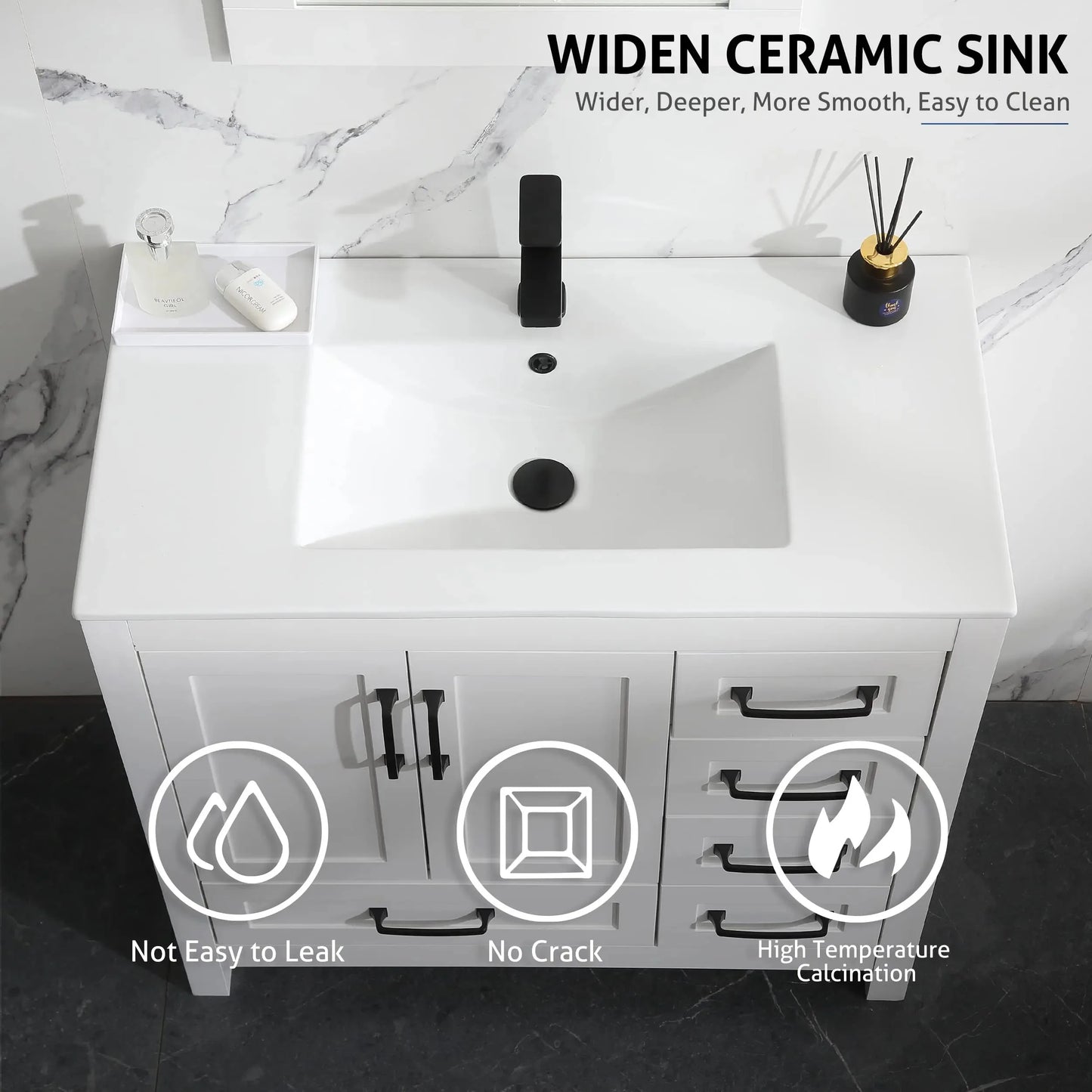 Modern MDF Waterproof Floor Mounted Shaker Bathroom Vanity Cabinet