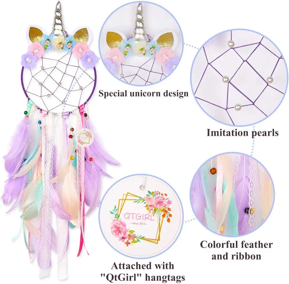 Unicorn Dream Catcher Wall Hanging For Girls Bedroom Nursery Decor