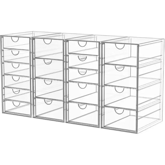 Acrylic Makeup Organizer With 19 Drawers 4 Pack Storage System