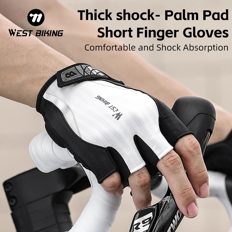 West Biking Summer Half Finger Bike Gloves Shockproof Palm Pad