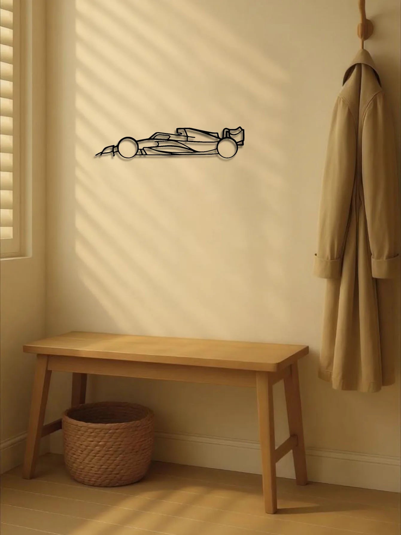 Stylish Metal Line Racing Car Wall Art Suspended Iron Sculpture