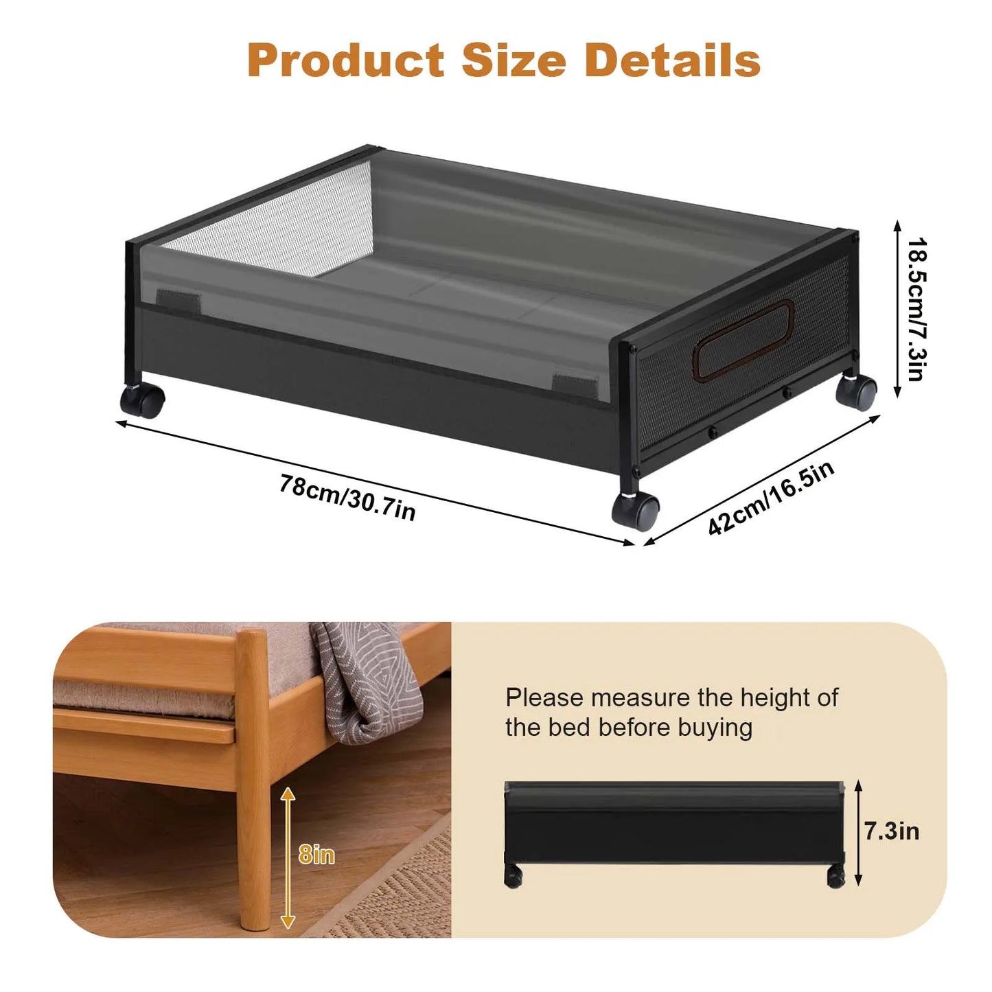 HiMISS 2 Pack Foldable Under Bed Storage With Wheels