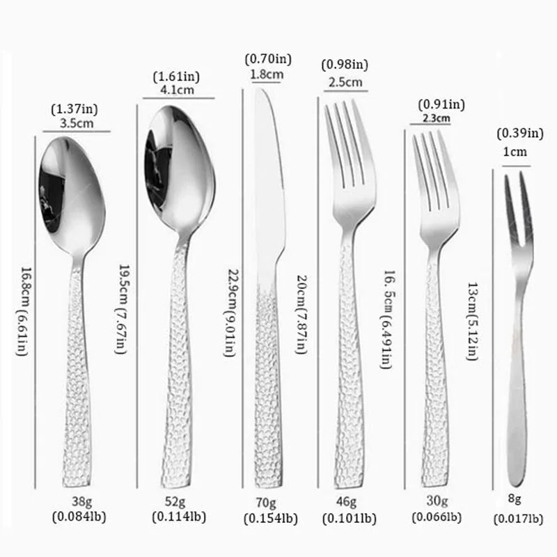 WXCOO Hammered Pattern Stainless Steel Cutlery Sets