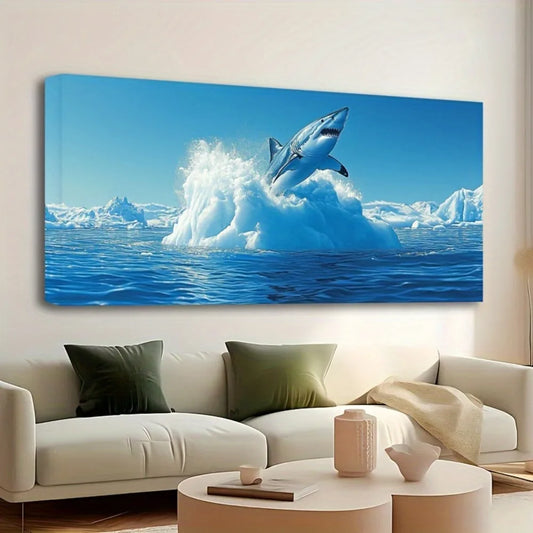 Great White Shark Poster Canvas Print Wall Art For Modern Home Decor