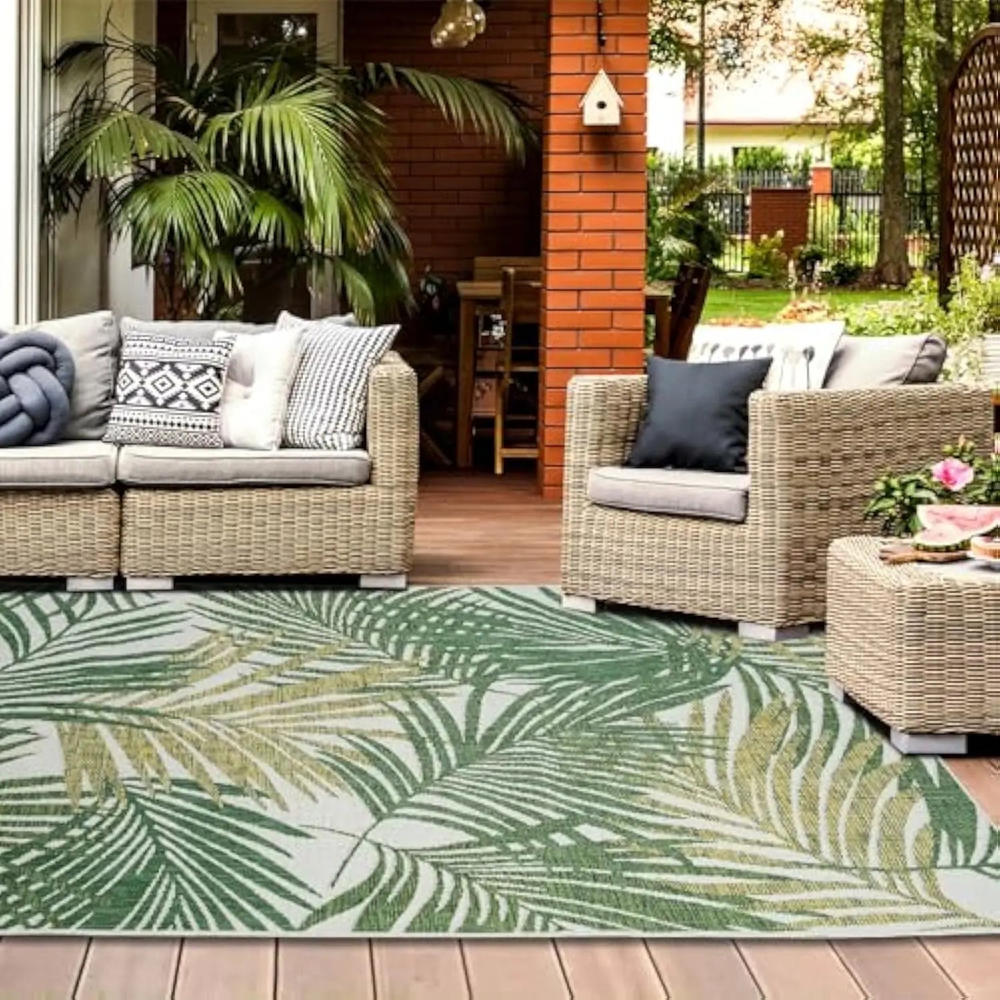 VIKAMA Summer Outdoor Non-Slip Area Rug | Machine Washable Floor Mat for Camping Picnic Terrace Deck Home Decor