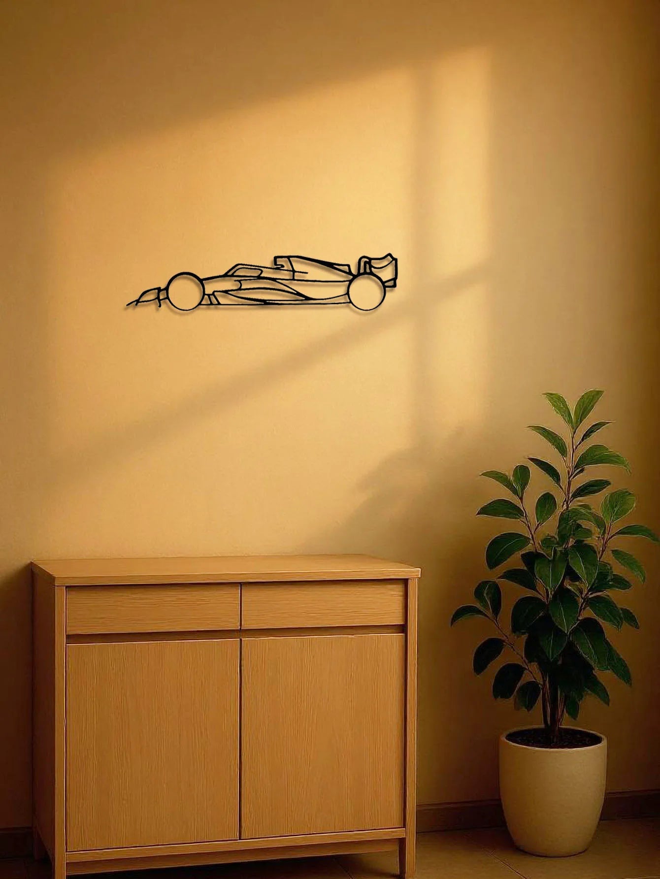 Stylish Metal Line Racing Car Wall Art Suspended Iron Sculpture