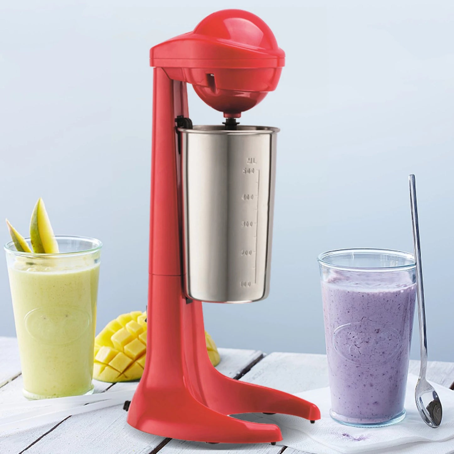 Red Milkshake Maker, 110V, 23000rpm, 100W Blender with 16.91oz Cup for Shakes Smoothies Latte Cocktails
