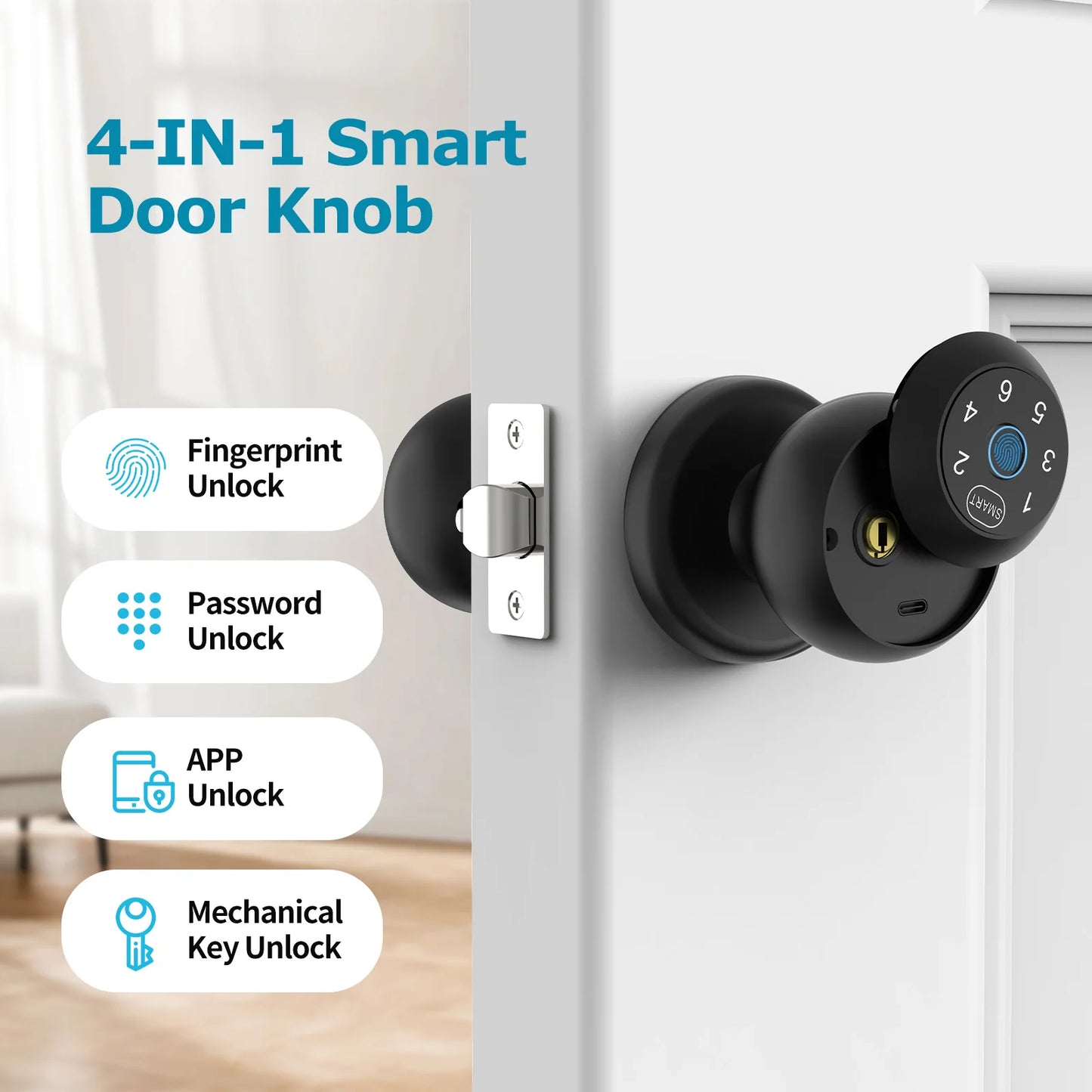 Viladepot Ball Shaped Smart Lock With Biometric Fingerprint App Control