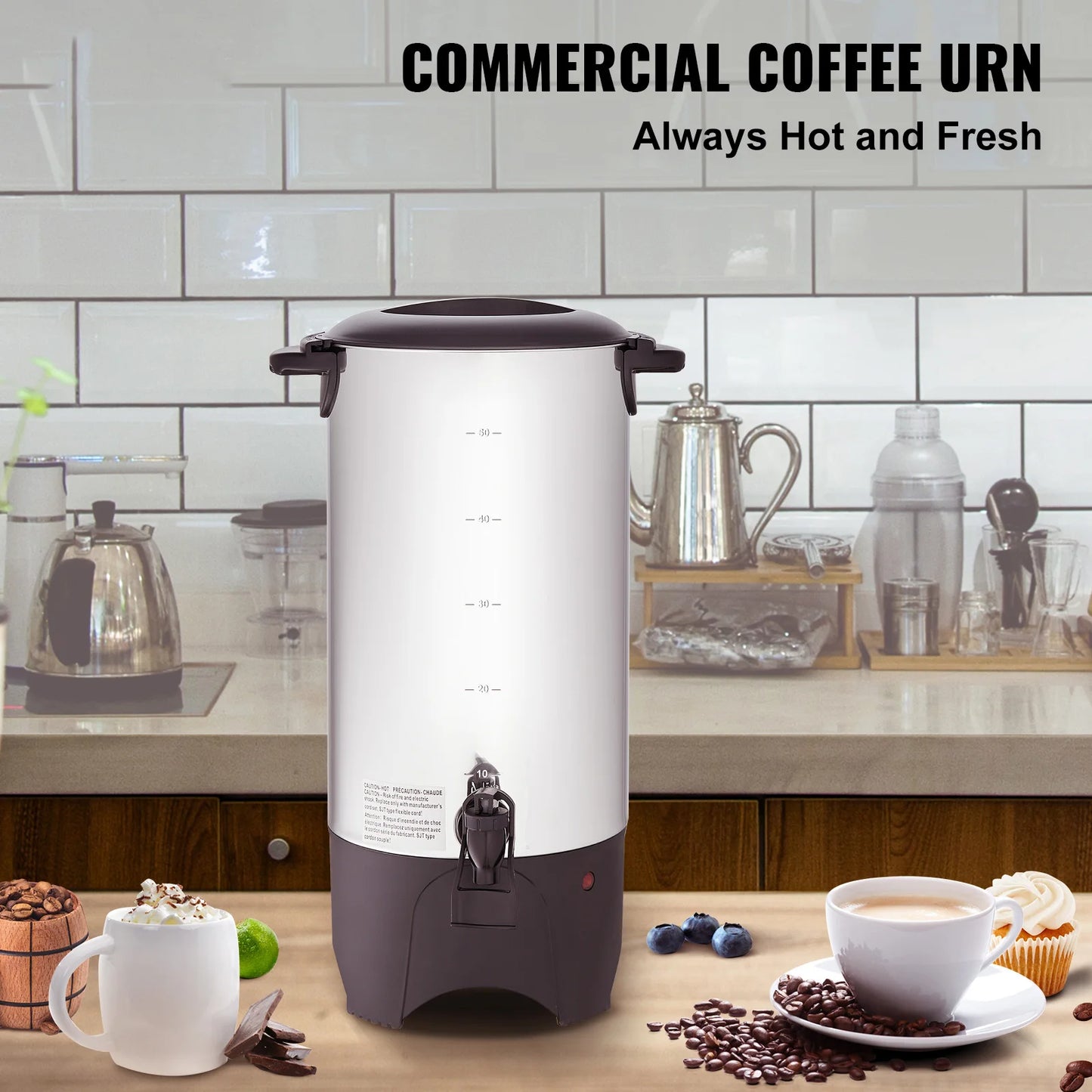 SucceBuy Commercial Coffee Urn Stainless Steel 1000W Electric
