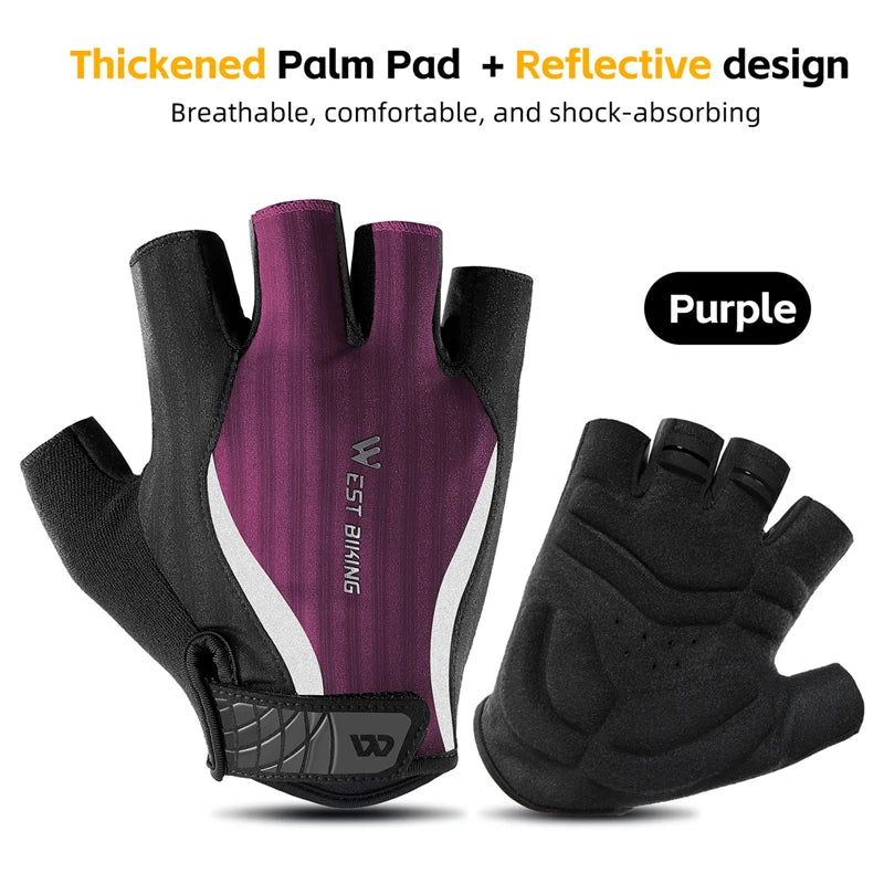 West Biking Summer Half Finger Bike Gloves Shockproof Palm Pad
