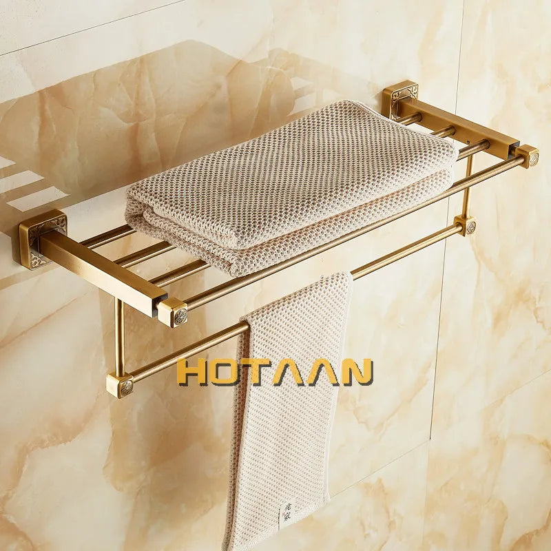 HOTAAN Aluminum Wall Mounted Square Towel Rack Bathroom Accessory