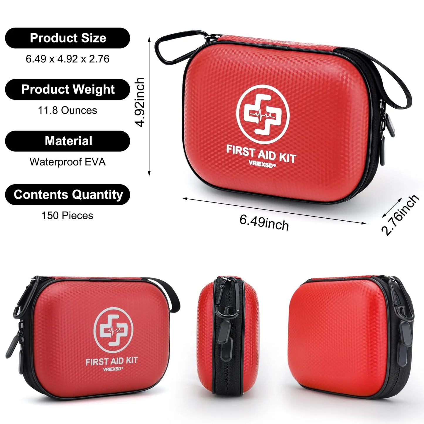 150-Piece Mini First Aid Kit Waterproof Hard Shell Home Car