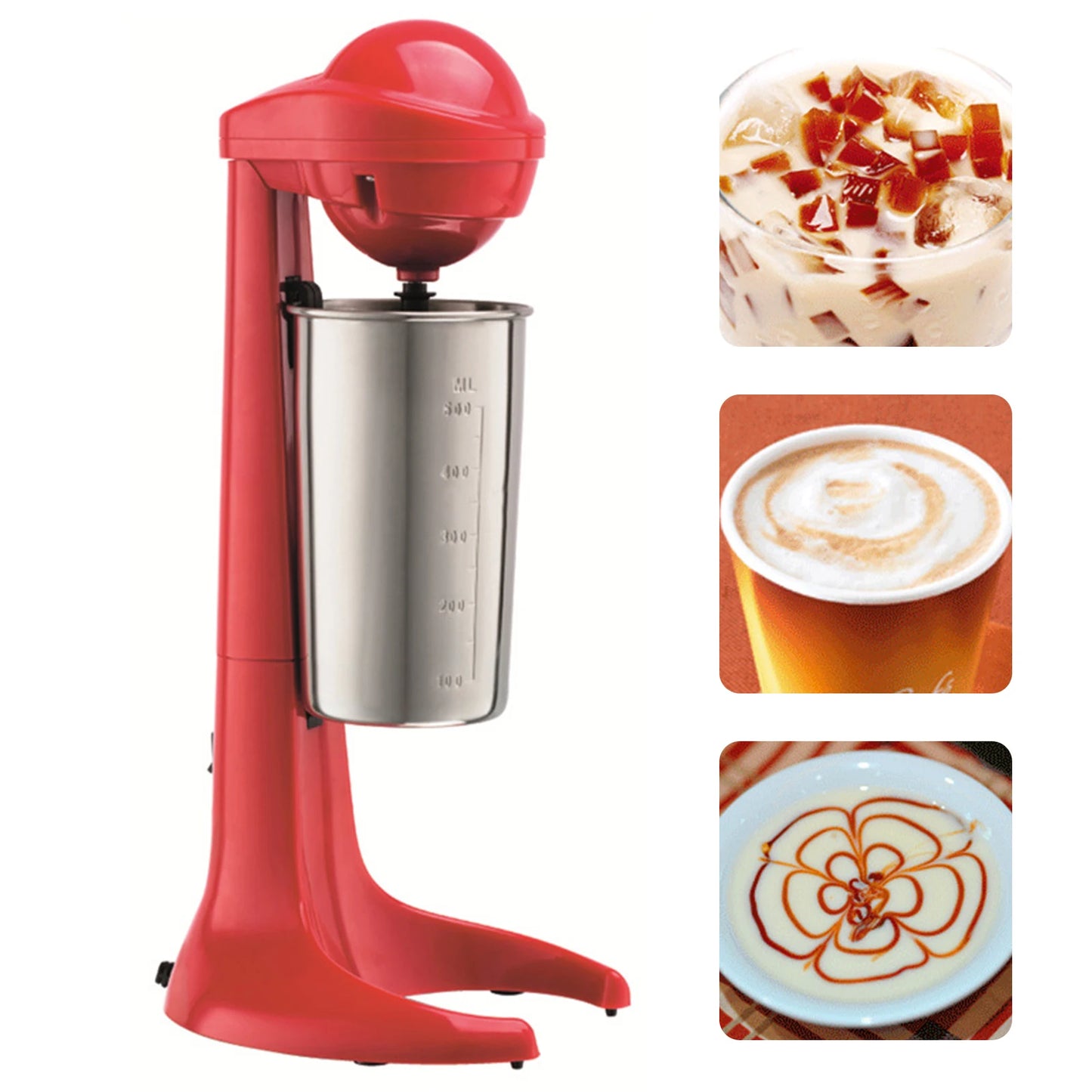 Red Milkshake Maker, 110V, 23000rpm, 100W Blender with 16.91oz Cup for Shakes Smoothies Latte Cocktails