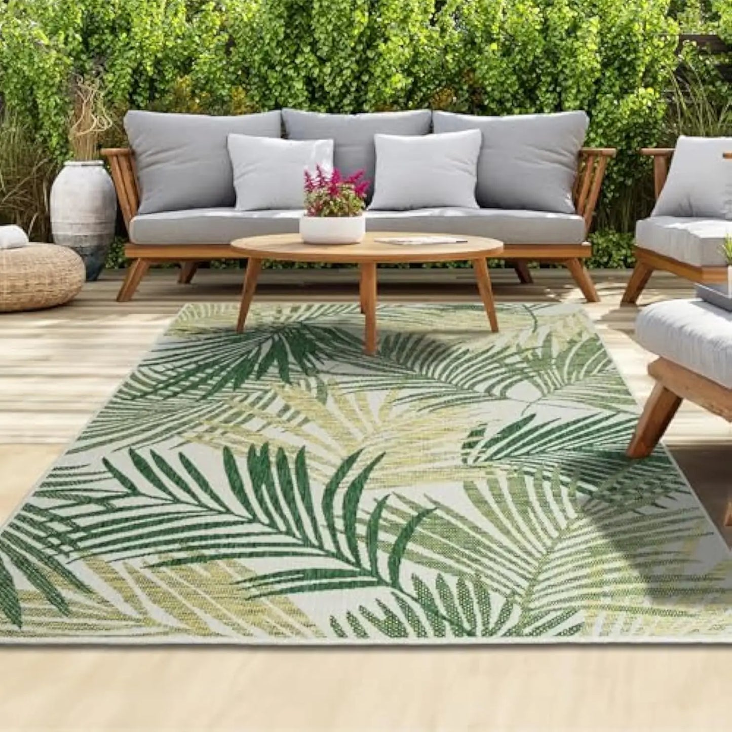 VIKAMA Summer Outdoor Non-Slip Area Rug | Machine Washable Floor Mat for Camping Picnic Terrace Deck Home Decor