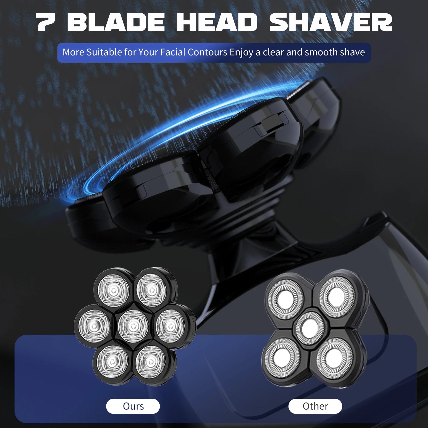 Sejoy 7D 6-In-1 Electric Razor Head Shaver With Nose Trimmer