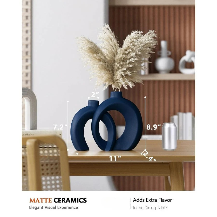 Donut Vase Set Of 2 Minimalist Ceramic Coastal Decor
