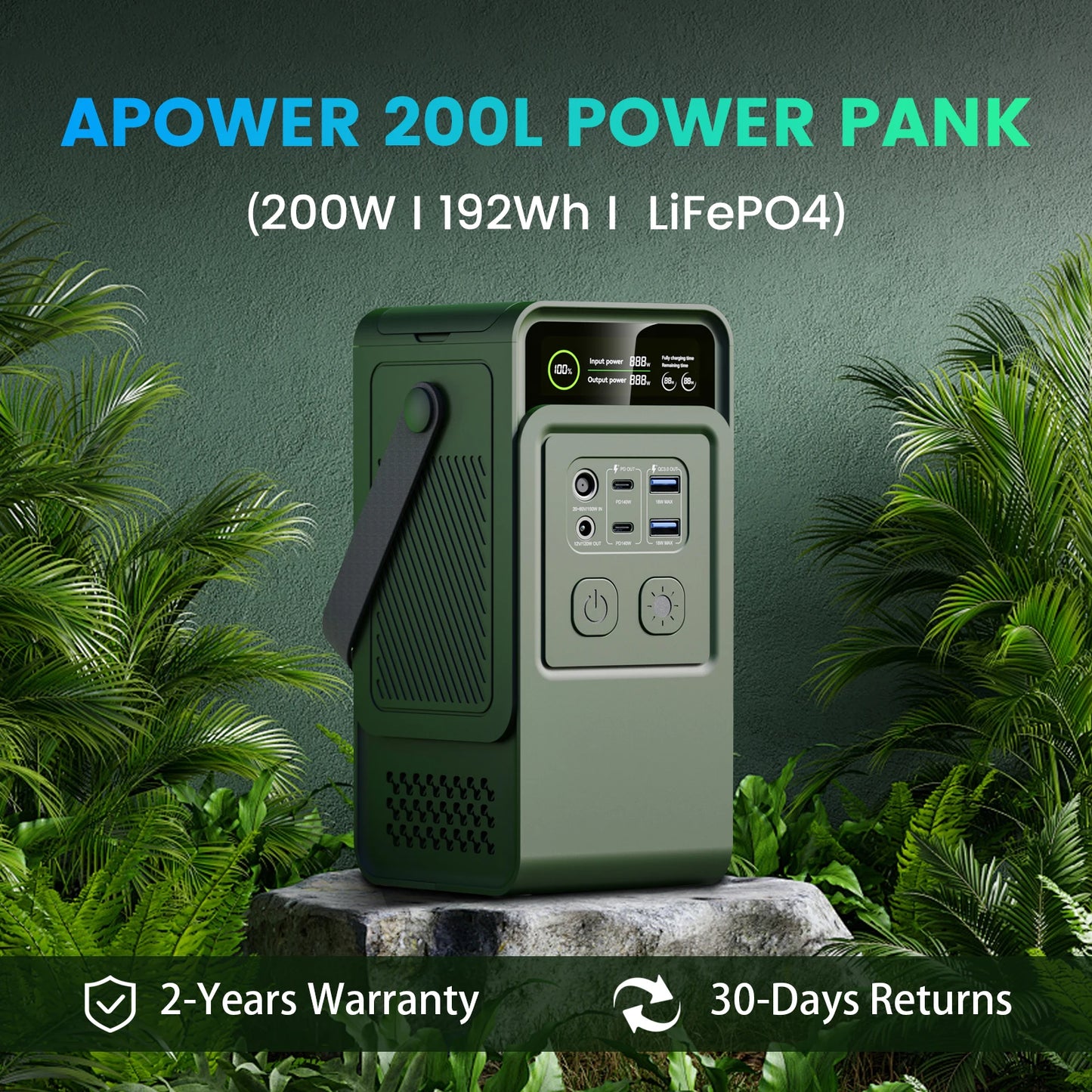 CTOLITY 200W Power Station 192Wh Lifepo4 Portable Power Bank 60000mAh