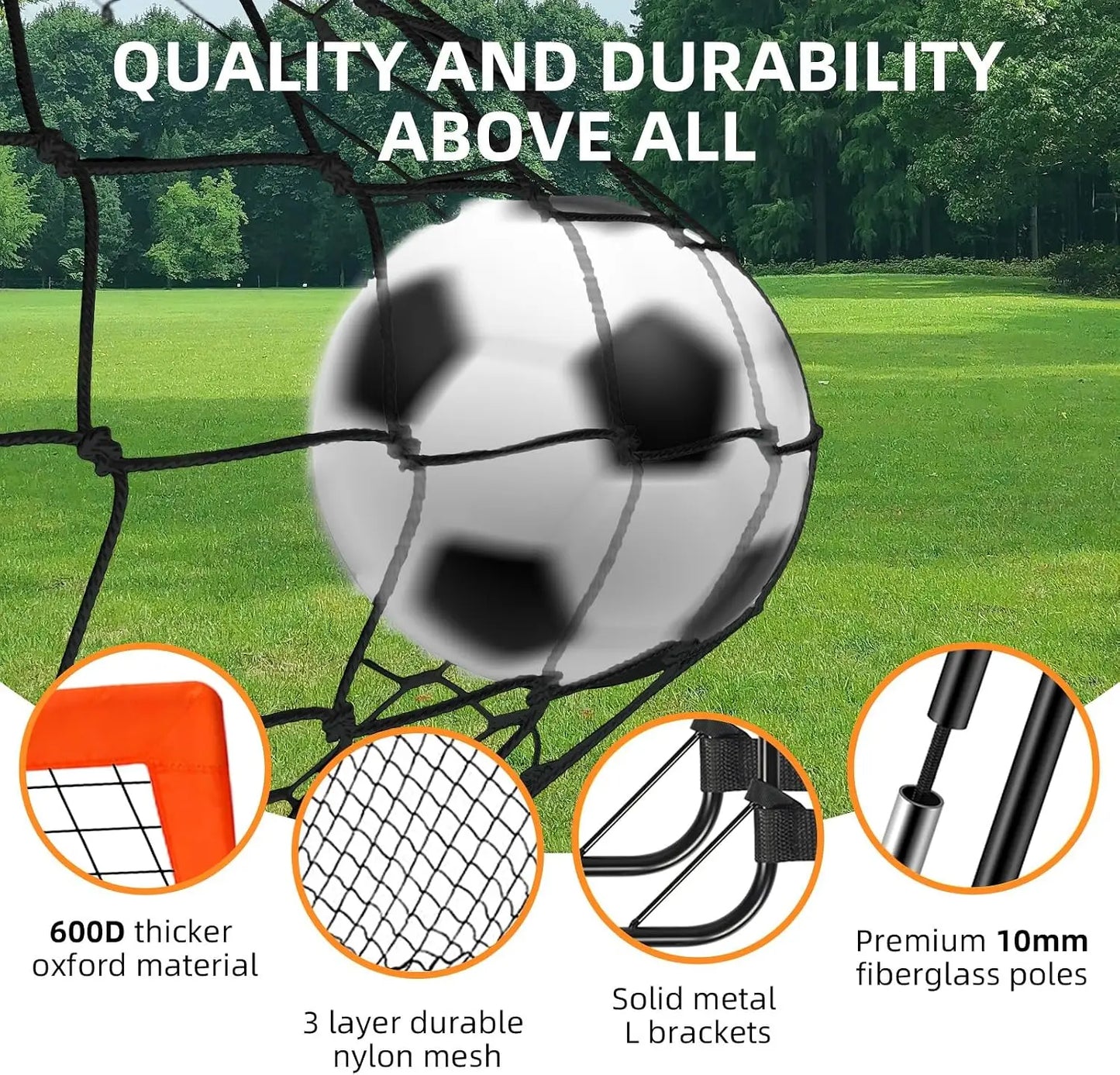 6x4ft Portable Pop Up Soccer Goal Set with Ball, Ladder, Cones - Backyard Training Equipment