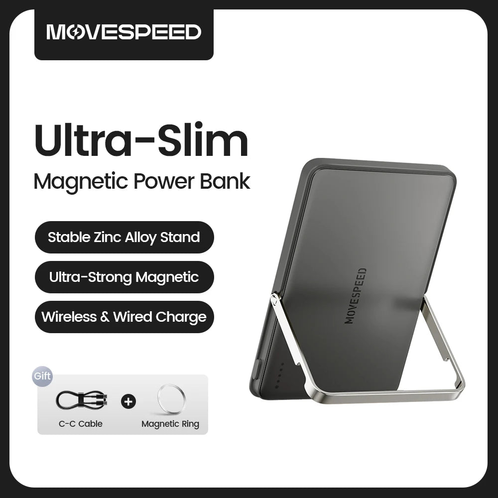 MOVESPEED S05Pro Magnetic Power Bank 5000mAh Wireless External Battery with Stand for MagSafe Powerbank for iPhone 16 15 Samsung