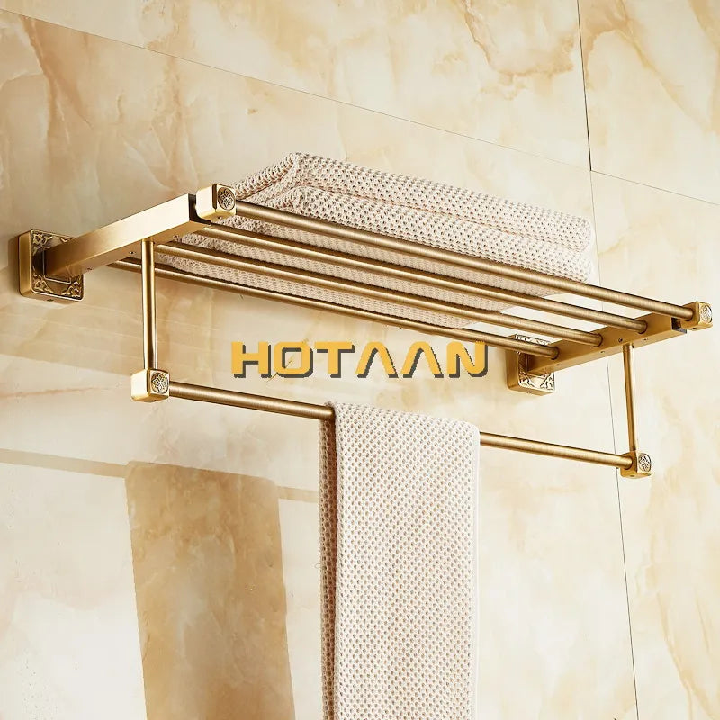 HOTAAN Aluminum Wall Mounted Square Towel Rack Bathroom Accessory