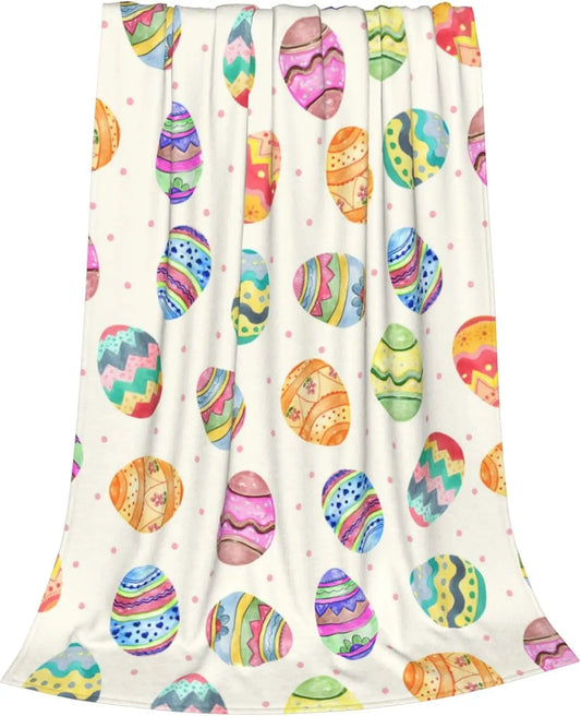 Easter Egg Throw Blanket Fleece Lightweight For Couch