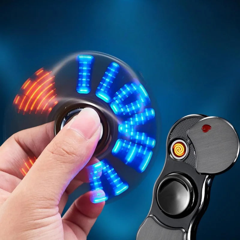 Rotatable Rechargeable Electronic Lighter Finger Spinner For Smokers