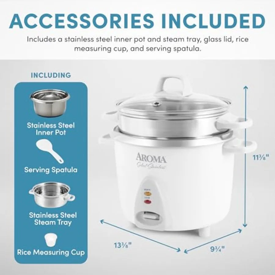 OLOEY Rice Cooker Stainless Steel Food Steamer OneTouch Keep Warm