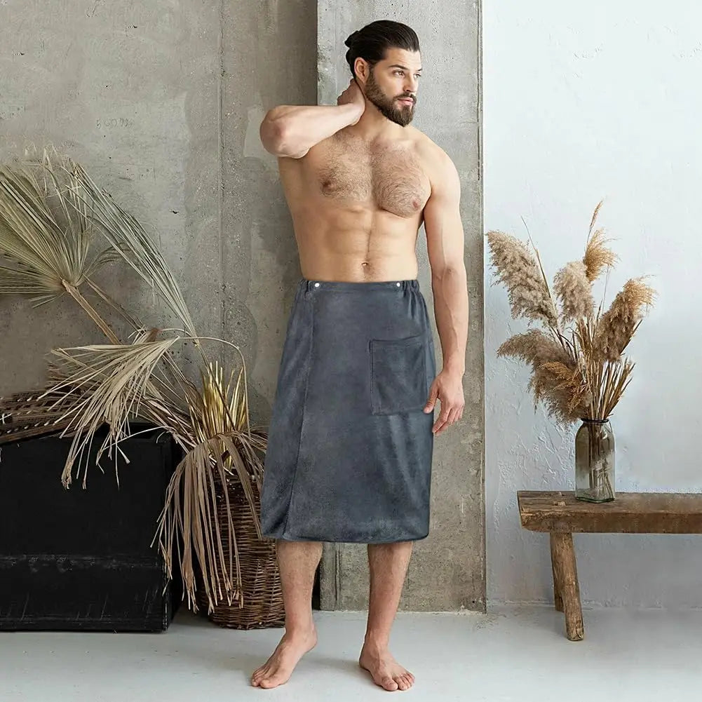 Men's Quick Dry Bath Towel With Adjustable Wrap For Gym