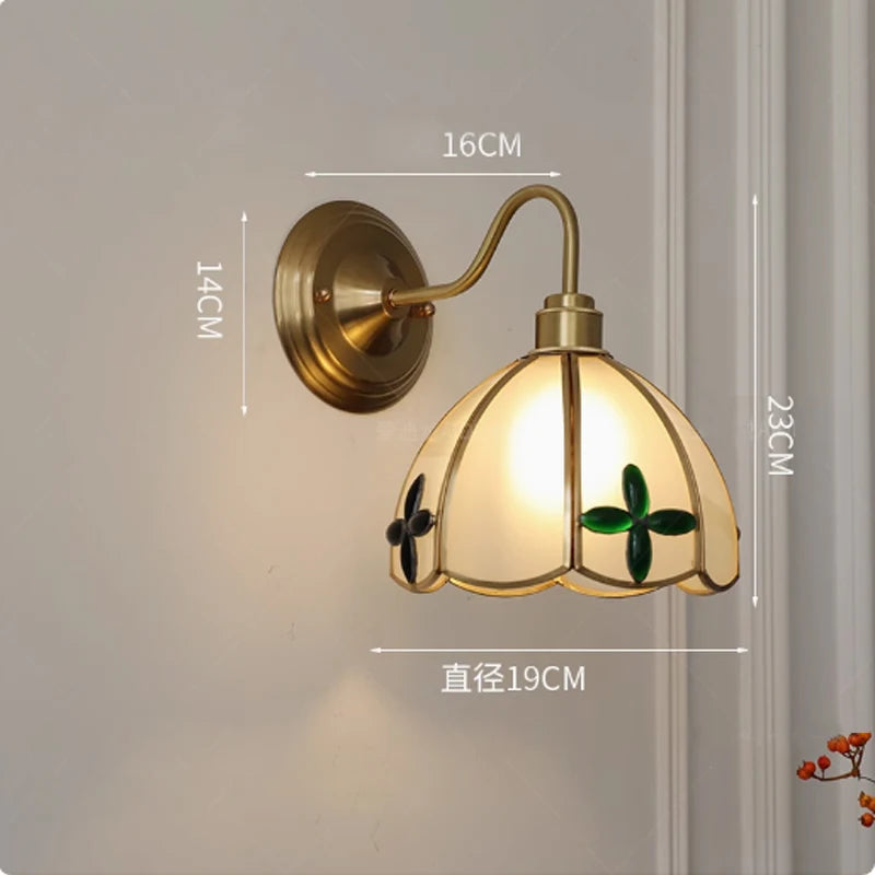 New Retro Copper Tiffany Wall Lamp Simple Reading Light Hanging Villa Bedroom Corridor Living Room Decorative Light Chandeliers