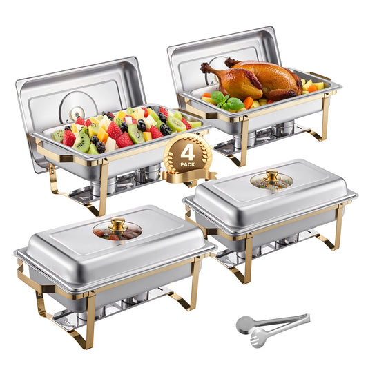 SucceBuy Chafing Dish Buffet Set Stainless Steel Two Four Pack