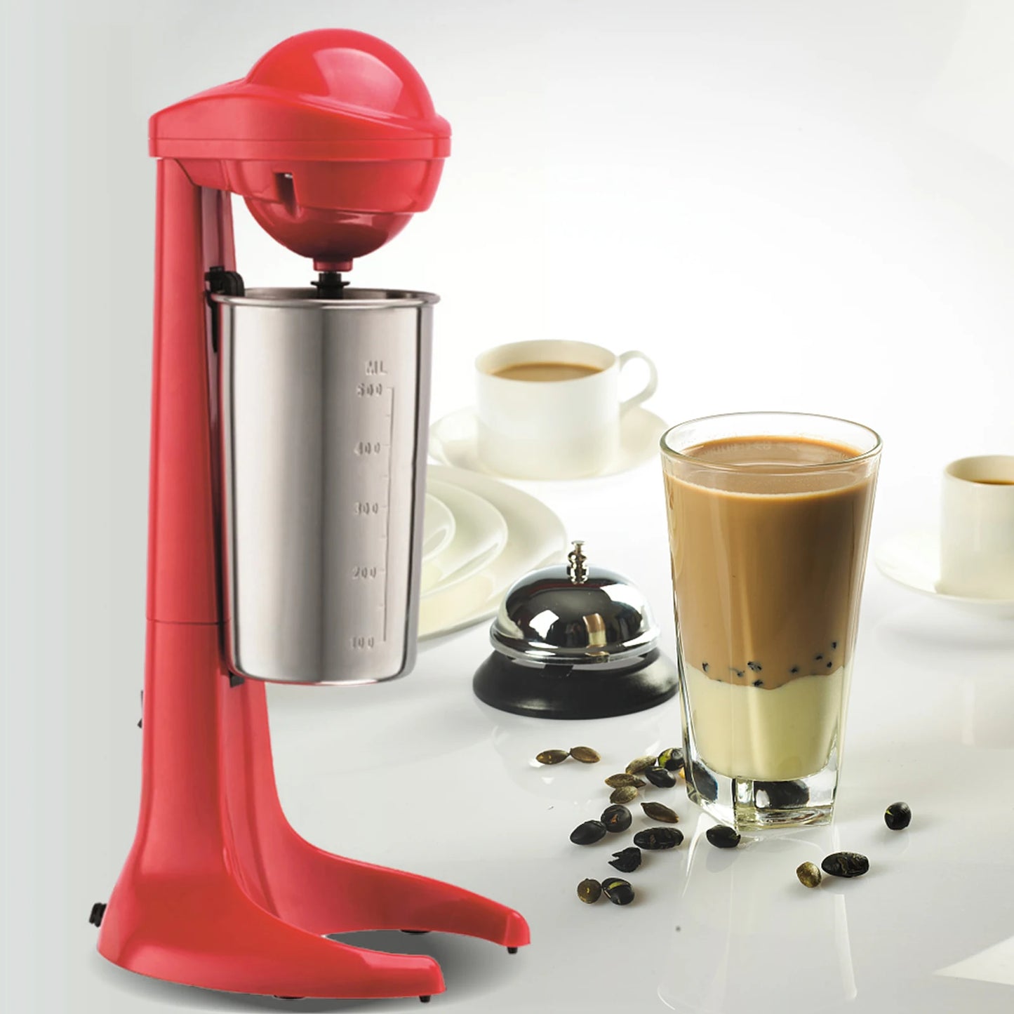 Red Milkshake Maker, 110V, 23000rpm, 100W Blender with 16.91oz Cup for Shakes Smoothies Latte Cocktails