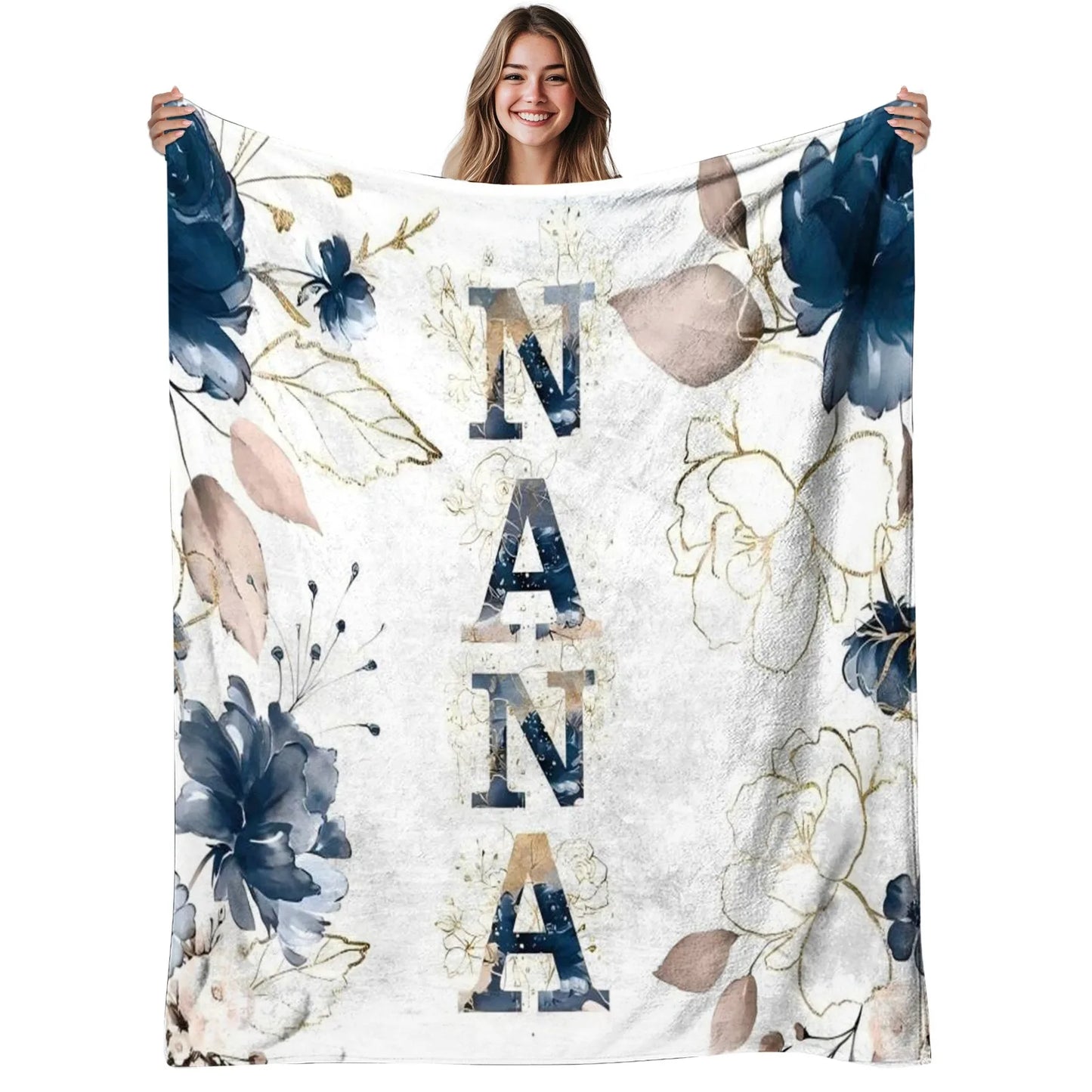 Floral Nana Flannel Blanket Bedspread Soft Warm Sofa Machine Washable