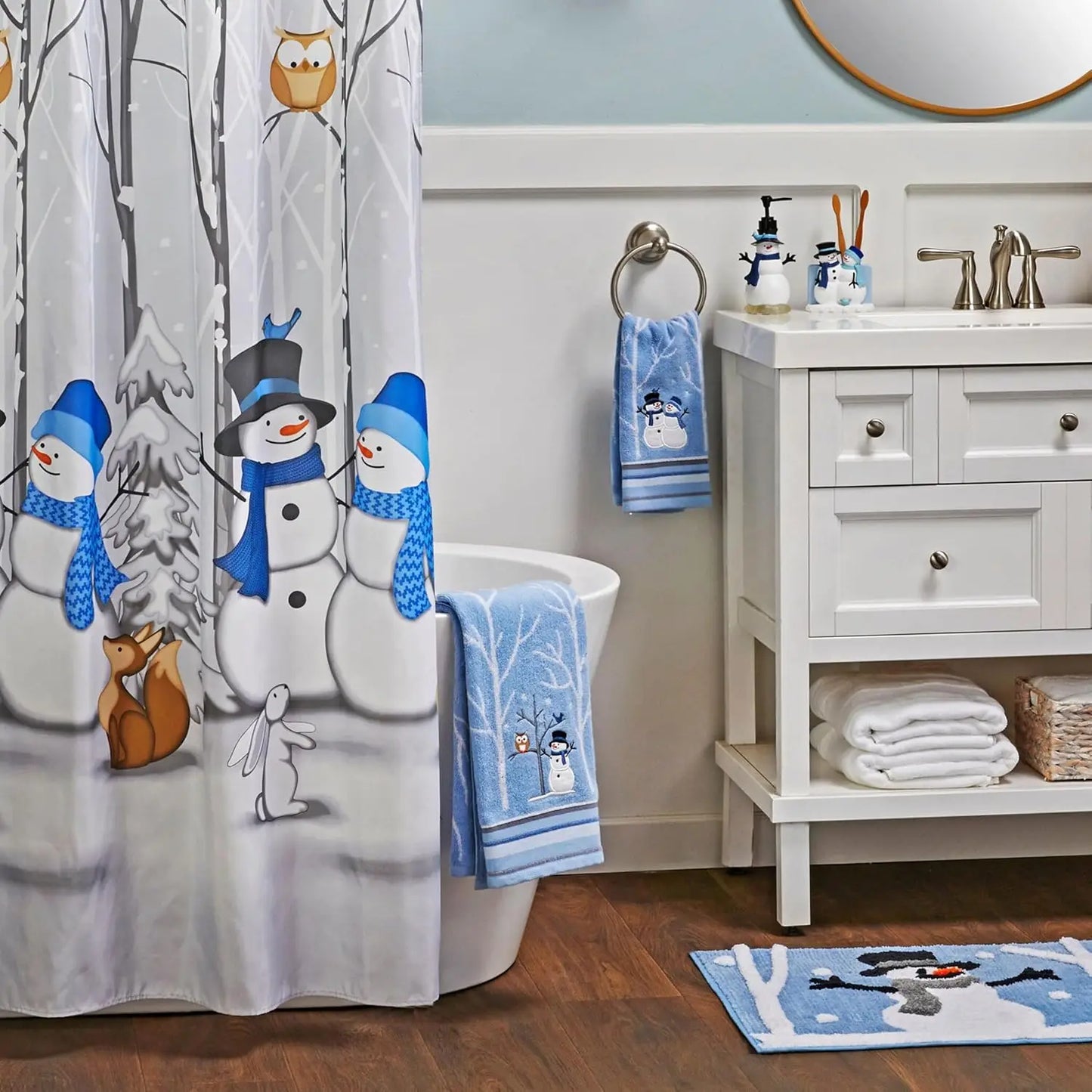Premium Cotton Christmas Snowman Bath Towel 450 GSM Absorbent Jacquard