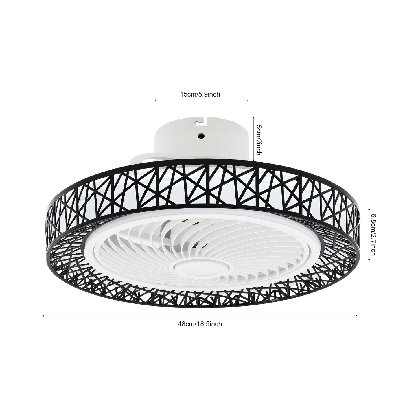 Bird's Nest Ceiling Fan Light 48W LED 3 Color Temperature 6 Wind Speed 1/2/4/8H Timer Pure Copper Motor Reversible Fan Remote Control Fan Lamp For Bedroom Living Room