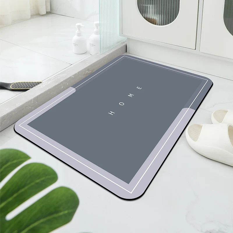 NONECN Rubber Bath Floor Mat Anti Slip Geometric Diatomaceous Earth
