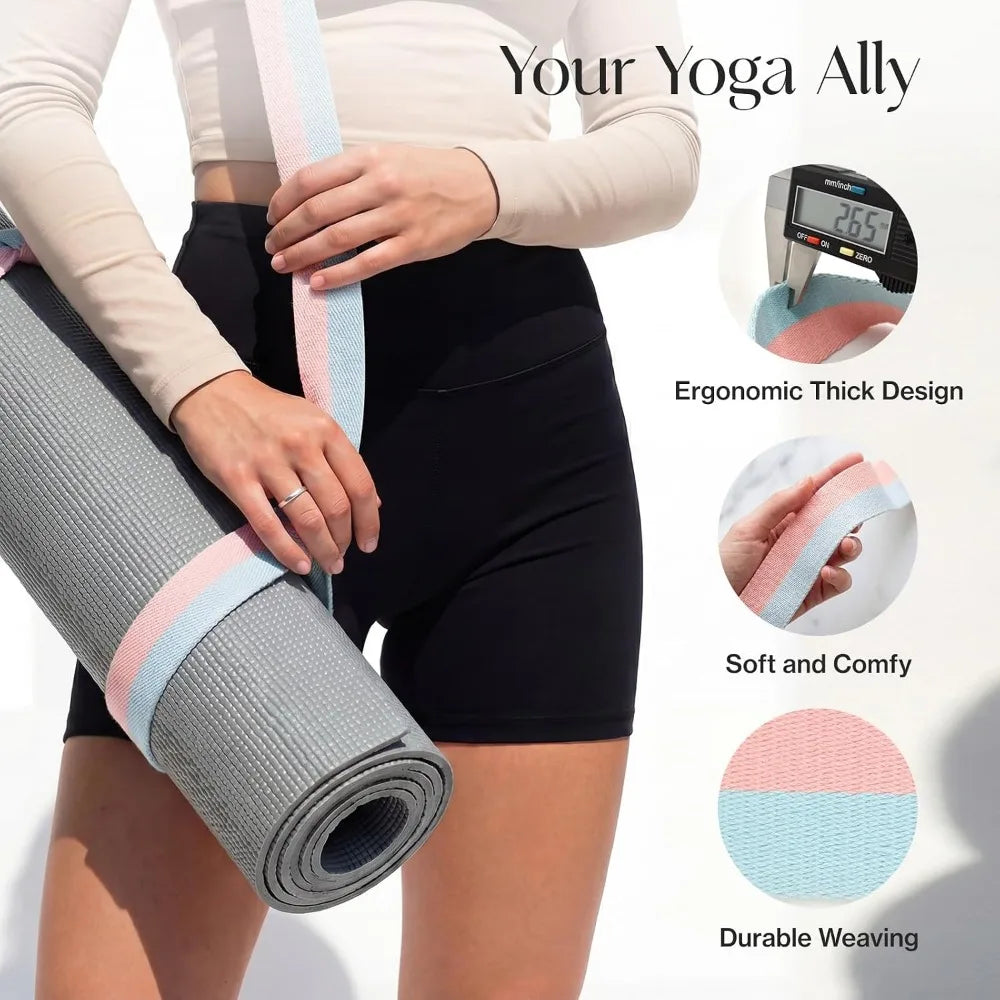 Adjustable Yoga Mat Strap (2 Sizes) – Extra Thick, Comfy Texture, Mat Not Included